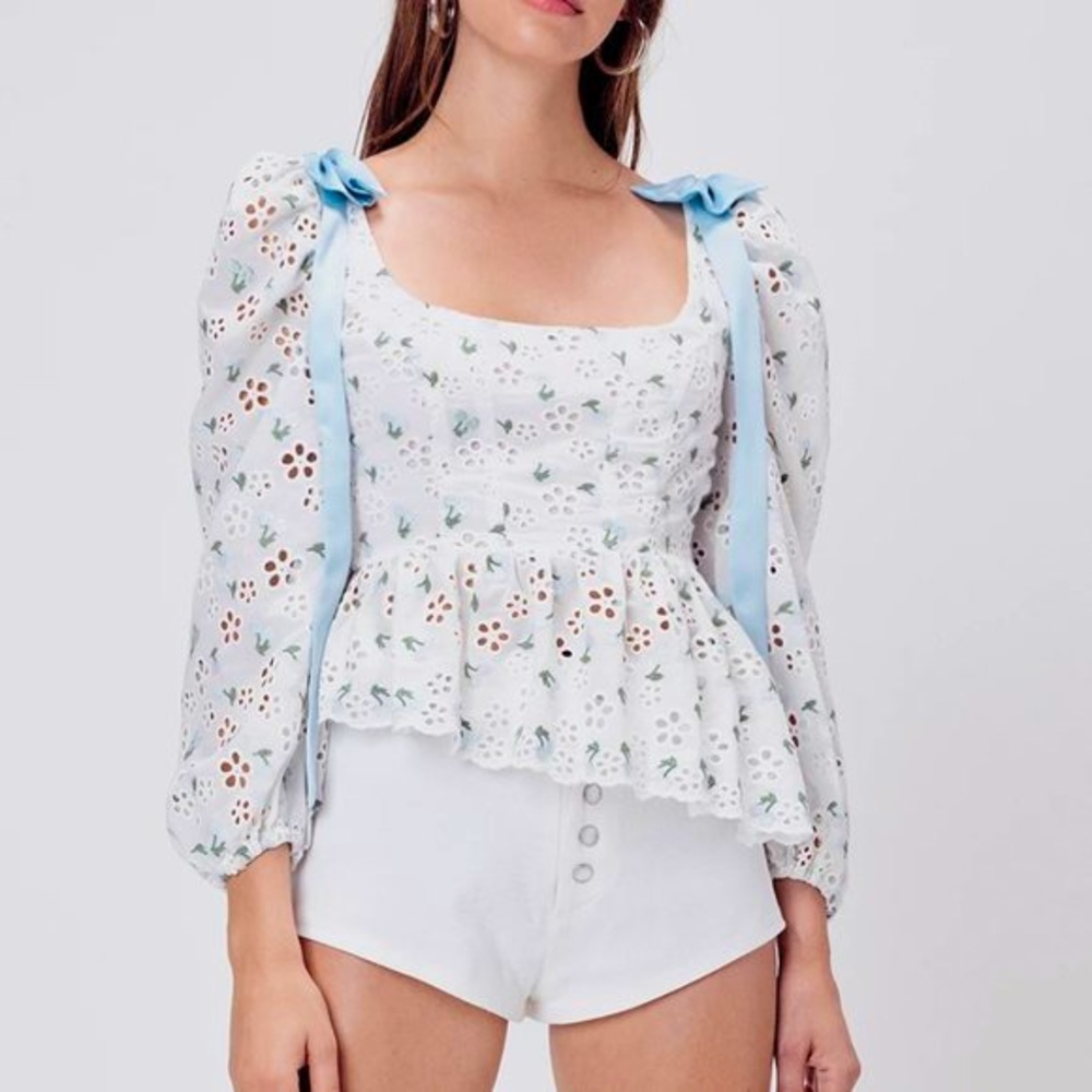 For Love & Lemons Wild Cherry Blouse SMALL